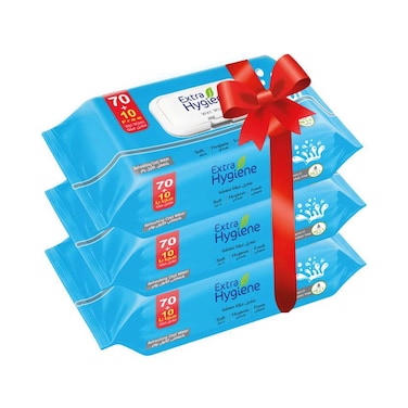 Hygiene Wipes, Refreshing Cool Water - 70+10 Wipes - 3 Pieces