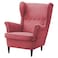 In House 2 Pieces Chair King Velvet With Two Wings And FootStool - Dark Pink - E3