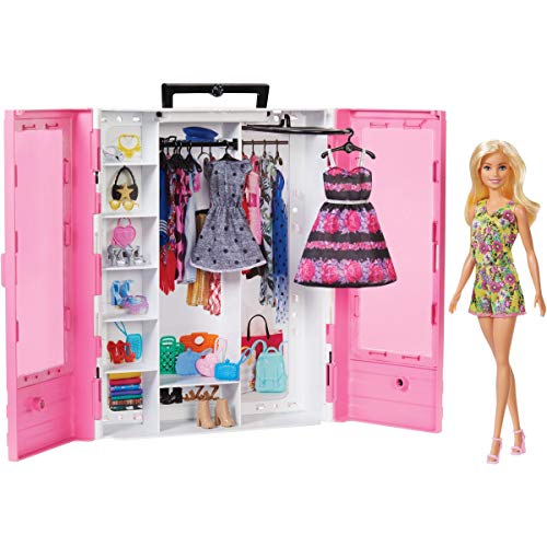 Barbie Fashionistas Ultimate Closet Portable Fashion Toy with Doll, Clothing, Accessories and Hangars, Gift for 3 to 8 Year Olds