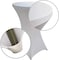 LANNY &Oslash;60cm*H110cm White Cocktail Dining Set Bundle: Home Round Plastic Bar Folding Table-ZY60H+Spandex Stretchable Square Corners Tablecloth/Cover for Kitchen/Restaurant/Party/Wedding/Events