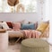 In House Round Decorative Linen Bean Bag - 100x25 cm - Light Beige