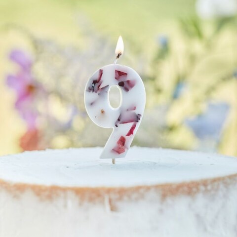 Pressed Petal Number 9 Candle