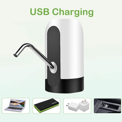 LIHAN Water Dispenser for 5 Gallon Water Bottle, Water Bottle Pump with USB Charging Electric Automatic for Home Office Indoor and Outdoor Drinking Mini Water Pump White