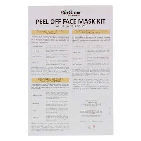 Bio Glow Peel Off Face Mask Kit With Free Applicator 50ml x 3 Pieces