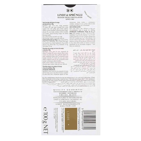 Lindt Excellence Intense Orange Dark Chocolate 100g