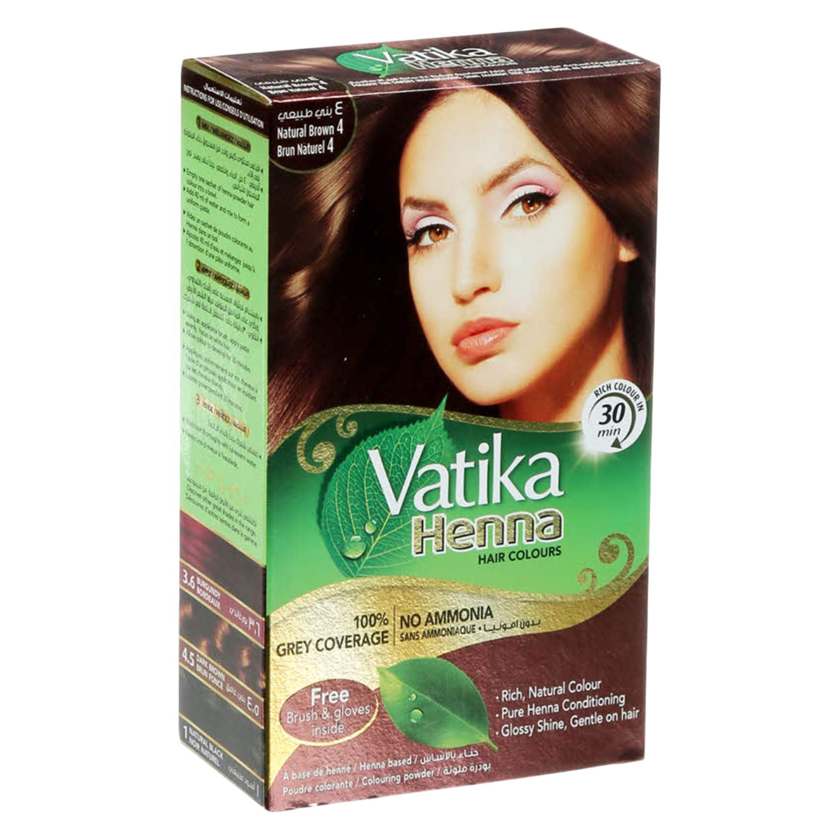 Vatika Heena Hair Color 10g x Pack of 6 Natural Brown 4.0