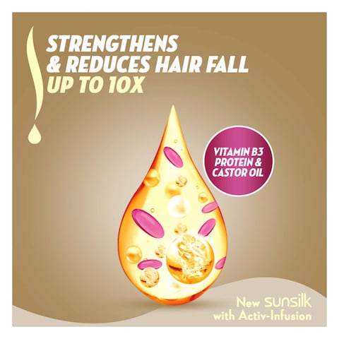 Sunsilk Shampoo, for Dry Damaged Hair, Hairfall Solution, with Soya Vitamin Complex &amp; Castor Oil, 400ml