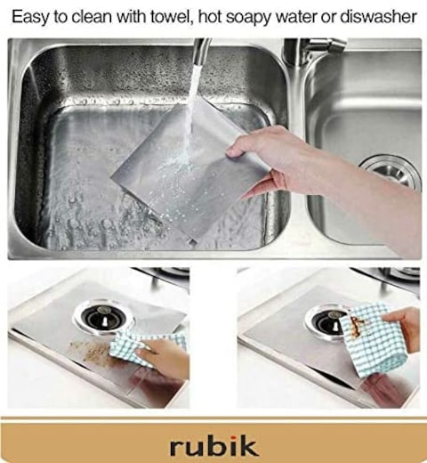 Doreen 4 pcs Gas Stove Burner Covers Non Stick Gas Range Protectors Reusable Aluminum Foil Cover Liner Mat Pad  Dishwasher Safe Silver(GC2224A)