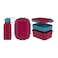 ام-ديزاين  طقم غداء مكون من لانش بوكس سعة - 1.6 لتر + زجاجة مياه - 650 مل - فوشيا