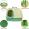 Cat Litter Box With Cat Litter Scoop, Large Indoor Cats Toilet , Easy Clean &amp; Deodorant Filter, Portable Cat Litter with Pedal Design (Green-Yellow)