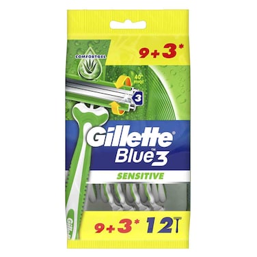 جيليت بلو 3 شفرات حلاقة للبشرة الحساسة - 9 + 3 قطعة
