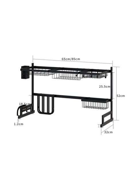Generic - Stainless Steel Dish Drainer Rack Black 89X34X16Centimeter