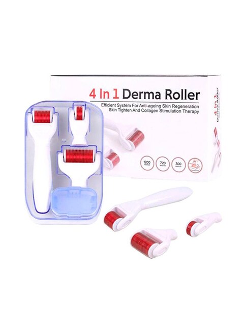 Generic 4-In-1 Derma Roller Kit White/Red