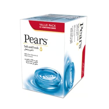 Pears&nbsp;Soft &amp; Fresh 98% Pure Glycerine &amp; Mint Extract Soap Bar 125gx4&#39;s
