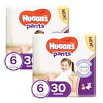 Buy Huggies Diaper Pant Size 6 15-25kg White 30 Diapers Pack of 2 in UAE