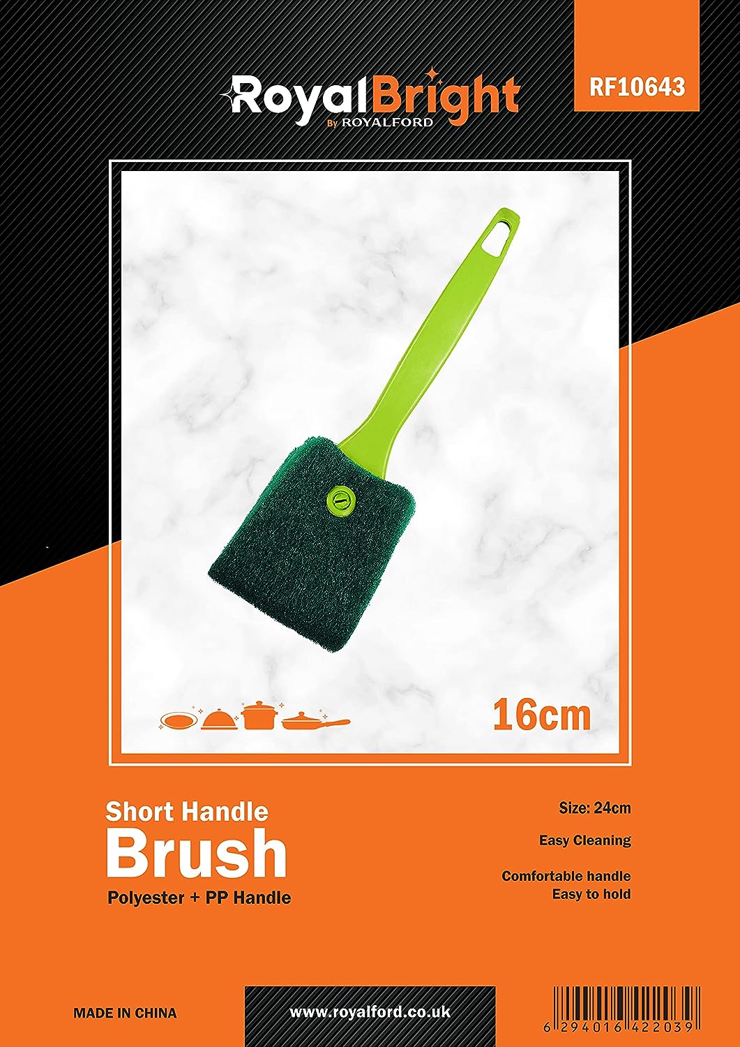 Royalford 24 Cm Short Handle Brush- Rf10643 Scrubbing Brush With Multi-Purpose For Cleaning Kitchen And Bathroom