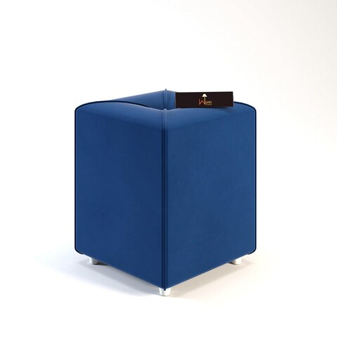 Stool for Living Room Soft Fabric Comfortable Cushion Ottoman Stool (Navy Blue)