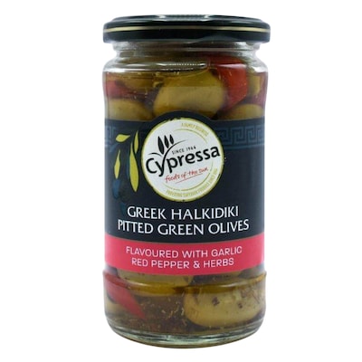 Cypressa Greek Halkidiki Pitted Green Olives 315g