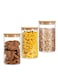 Marrkhor Glass Food Storage Jars Containers, High Borosilicate Glass Cookies Jars With Airtight Bamboo Lid Set Of 3, Kitchen Canisters For Coffee, Flour, Sugar, Candy, Cookie-750ml