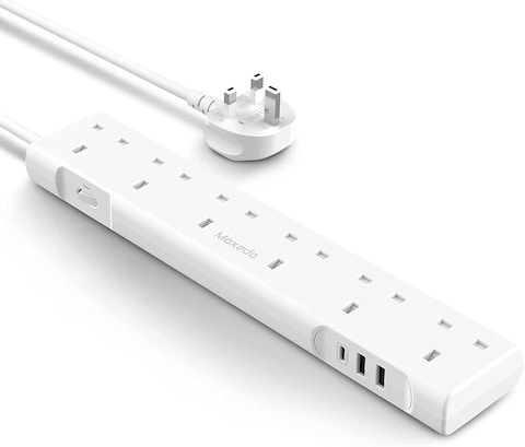 Moxedo 3250W Power Strip Surge Protector 9 Way 1 USB-C PD Ports + 2 USB-A Ports + 6 AC Outlets Fast Charging with 2M Cable Length