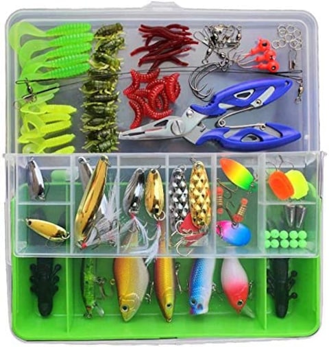 101 Pcs Fishing Lure Set Hard and Soft Bait Hook with Tackle Box