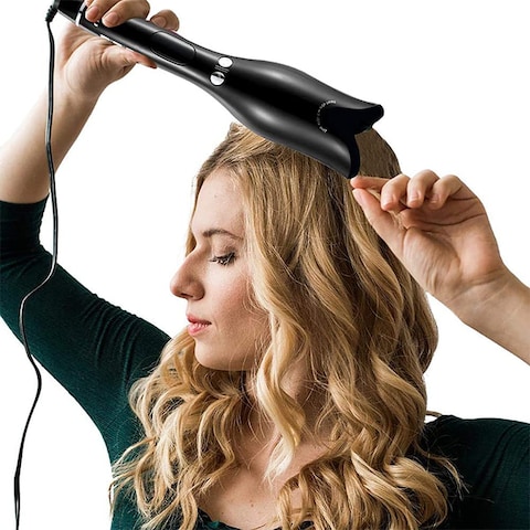 Automatic Hair Curler Portable Ceramic 1 Inch Curling Iron Wand For All Hair Types LCD Digital Display,Black