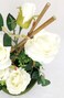 Floral Arrangement White Flowers Green Leaves Bamboo Sticks Grass Base 50cm