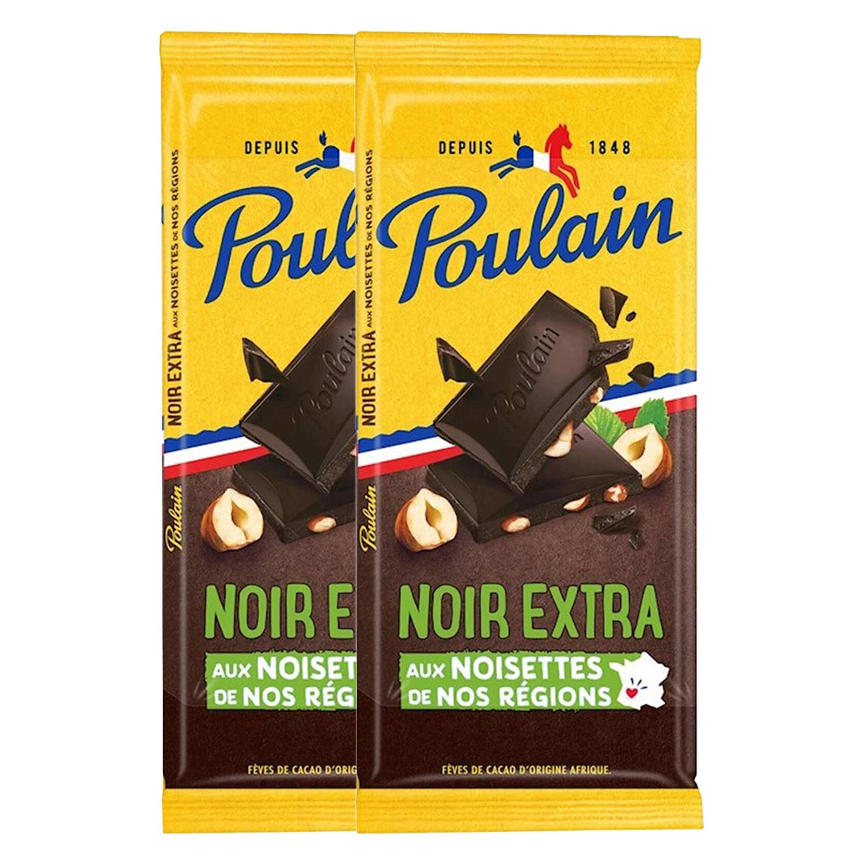 Poulain Chocolate Bar Extra Dark Noisette 100GR X2