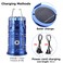Generic-3 In 1 Multi-function Solar Rechargeable Fan LED Hiking Light Table Lamp Outdoor Collapsible Camping Flashlight Tent Hanging Lighting Lantern (Blue E U Plug)