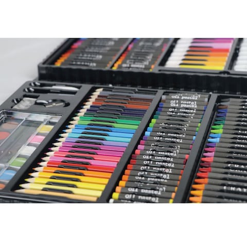 عام-168pcs ديلوكس مجموعة الفن الرسم والطلاء عدة مع أقلام الرصاص علامات اللون الطباشير الباستيل النفط المائية الكعك حالة التخزين والفن زينة لوازم الأطفال مبتدئين الطلاب