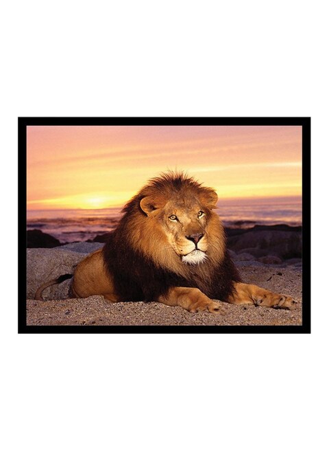 Spoil Your Wall Lion Poster With Frame Brown/Yellow/Blue 55x40cm
