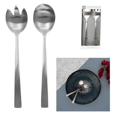 Home Deco Factory Inox Effect Stainless Steel Salad Servers 2 PCS