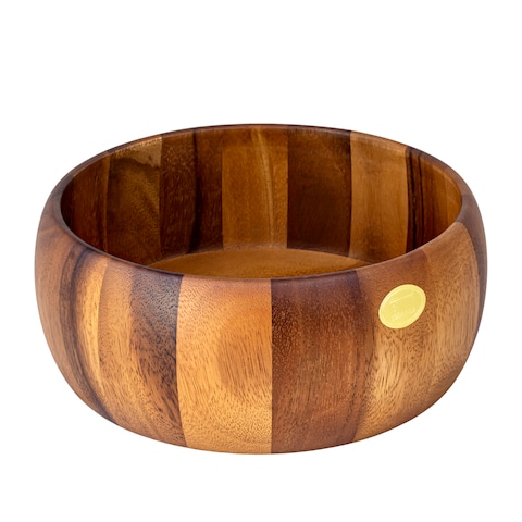 BILLI Acacia Wood Round Serving Bowl for Fruits or Salads, Large Single Bowl, DIA 24 X 10H cm