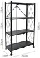 Doreen 4-Tire Kitchen Microwave Racks Shelving Storage Unit Foldable Bread Racks, Storage Racks, Trolleys, Metal Organizer Wire Rack for Home Kitchen (Black, 4 Layer)