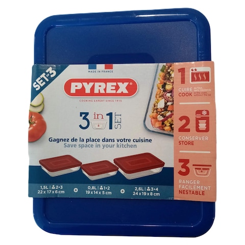 Pyrex Cook &amp; Freeze 3-in-1 Food Container Set Assorted