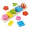 Generic-Wooden Geometric Column Toy Shape Color Sorting Blocks Educational Learning Tool for Kids Toddlers Preschoolers Early Education