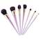 O Ozone 7 In 1 Professional Makeup Brushes Set Unique 7Pcs Cosmetic Brush Powder Foundation Eyeshadow Blush Lip Brush Tool [Transparent Handle With Crystal Particles] - Purple