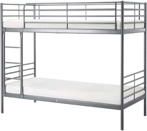 Galaxy Design Heavy Duty Steel Bunker Bed Silver with Medical Mattress 10cm - Single Size ( L x W x H ) 190 x 90 x 180 cm.NO Installation included No Warranty.