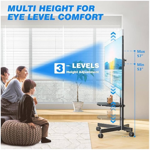 Mobile TV Cart, Rollable TV Stand For 32-70&quot; LCD LED OLED Flat Screen TV With Curved Screens up to 40kg, Height Adjustable, Portable TV Stand with Wheels