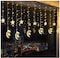 Generic Skeido 138 LED Star Curtain String Lights, Window Curtain String Light Moon Star String Light For Ramadan Wedding Party Home Garden Bedroom Decorations-Eu Plug(Warm White)