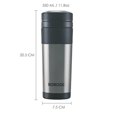 BOROSIL VACUUM TRAVELMATE MUG, BT350SSB109, 350ML