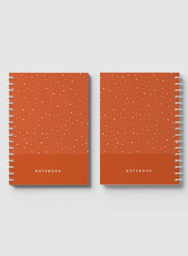 Lowha Spiral Notebook With 60 Sheets And Hard Paper Covers With Abstract Dots Orange Design, For Jotting Notes And Reminders, For Work, University, School