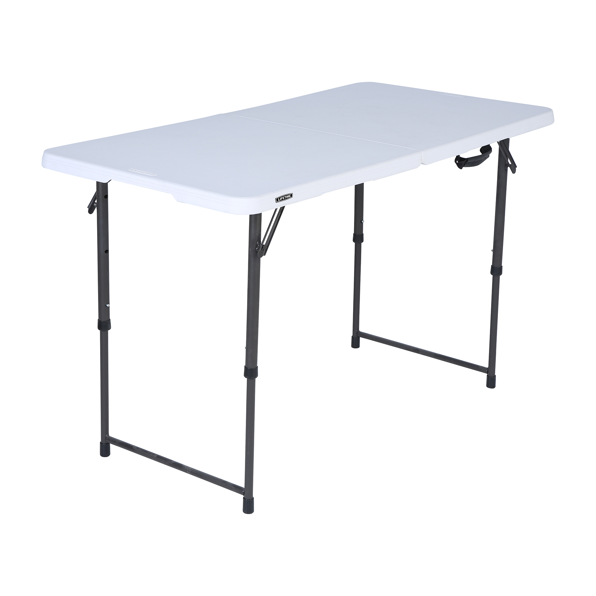 Lifetime, 4-Foot, Height Adjustable Fold-In-Half Table, Rectangle, Residential, White Granite Colour, LFT-80509