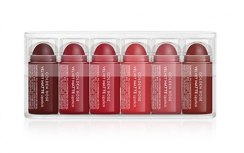 GOLDEN ROSE VELVET MATTE MINI LIPSTICK 6 PCS CAPSULE MIX-2 RED COLORS