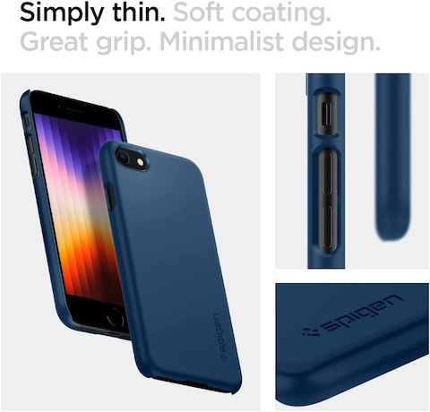 Spigen Thin Fit designed for iPhone SE 3 case cover (2022) / iPhone SE case (2020) / iPhone 8 case/iPhone 7 case - Navy Blue