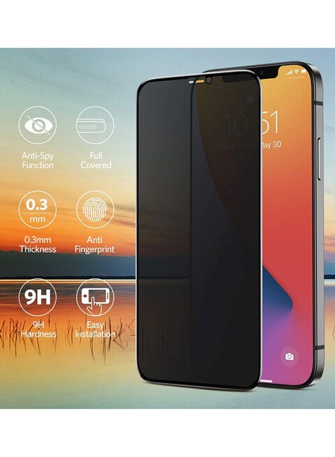 Generic Privacy Full Screen Tempered Glass Screen Protector For Apple iPhone 12 Pro Max Black