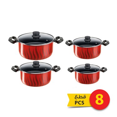 Tefal Tempo Non-stick  Cooking Set 8 Pieces Red