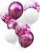 Party Time 9-Pieces 12inches Pink Chrome and White Latex Balloons, Confetti Balloons Set with 1p Ribbon Roll For Baby Shower, Bridal Shower, Anniversary Balloon, Wedding D&eacute;cor and Birthday Party Decor