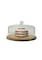 Lihan Acrylic Dessert Plate With Base, Wood Cake Tray 22X11Cm With Clear Acrylic Cover, Cake Fruit Display Server Tray For Kitchen, Birthday, Wedding, Appetizer Dessert (Round)