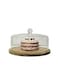 Lihan Acrylic Dessert Plate With Base, Wood Cake Tray 22X11Cm With Clear Acrylic Cover, Cake Fruit Display Server Tray For Kitchen, Birthday, Wedding, Appetizer Dessert (Round)